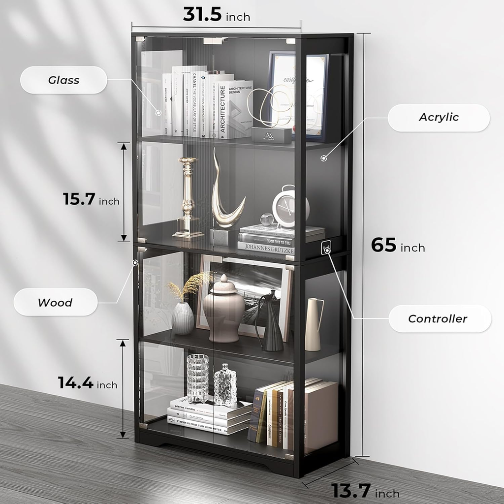 RB- A Showcase with 2-color collectible lights and glass doors