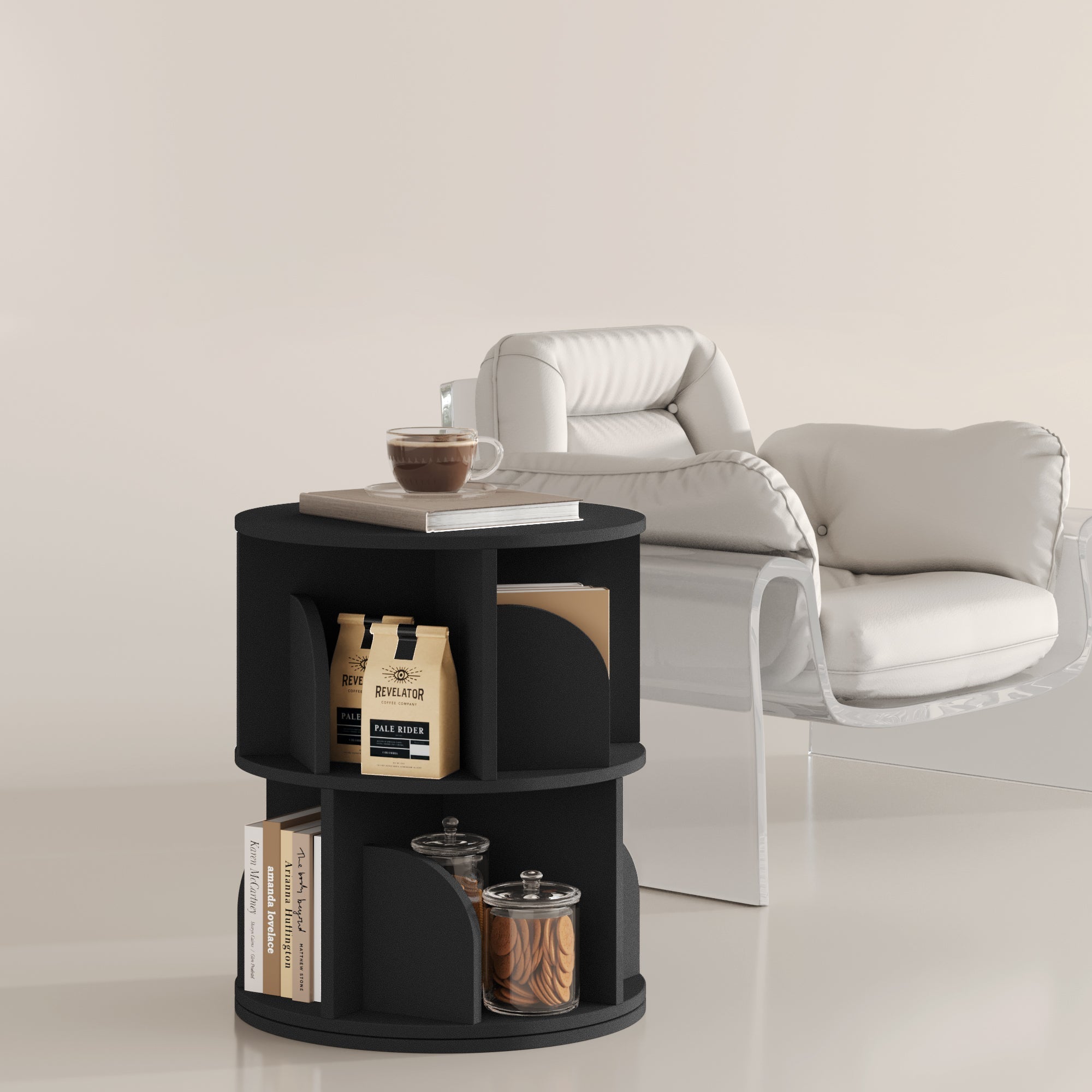 Yowos Rotating Bookshelf 360 Degree Storage Rack