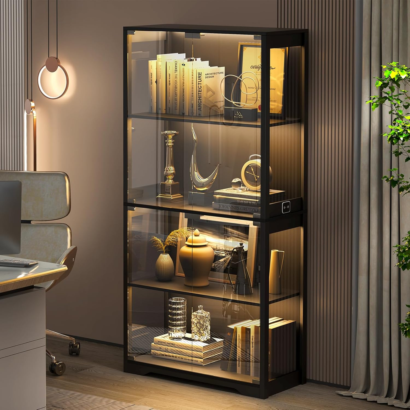 RB- A Showcase with 2-color collectible lights and glass doors