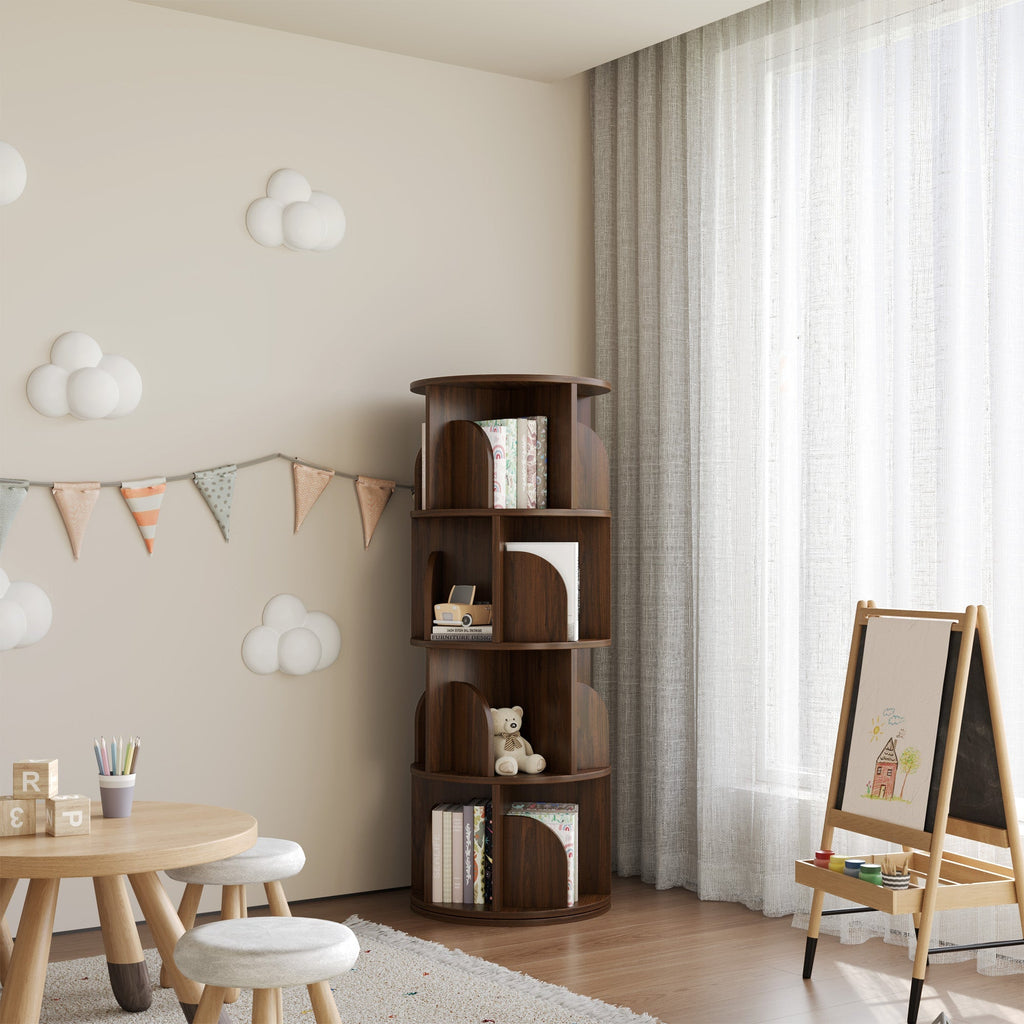 Yowos Rotating Bookshelf 360 Degree Storage Rack