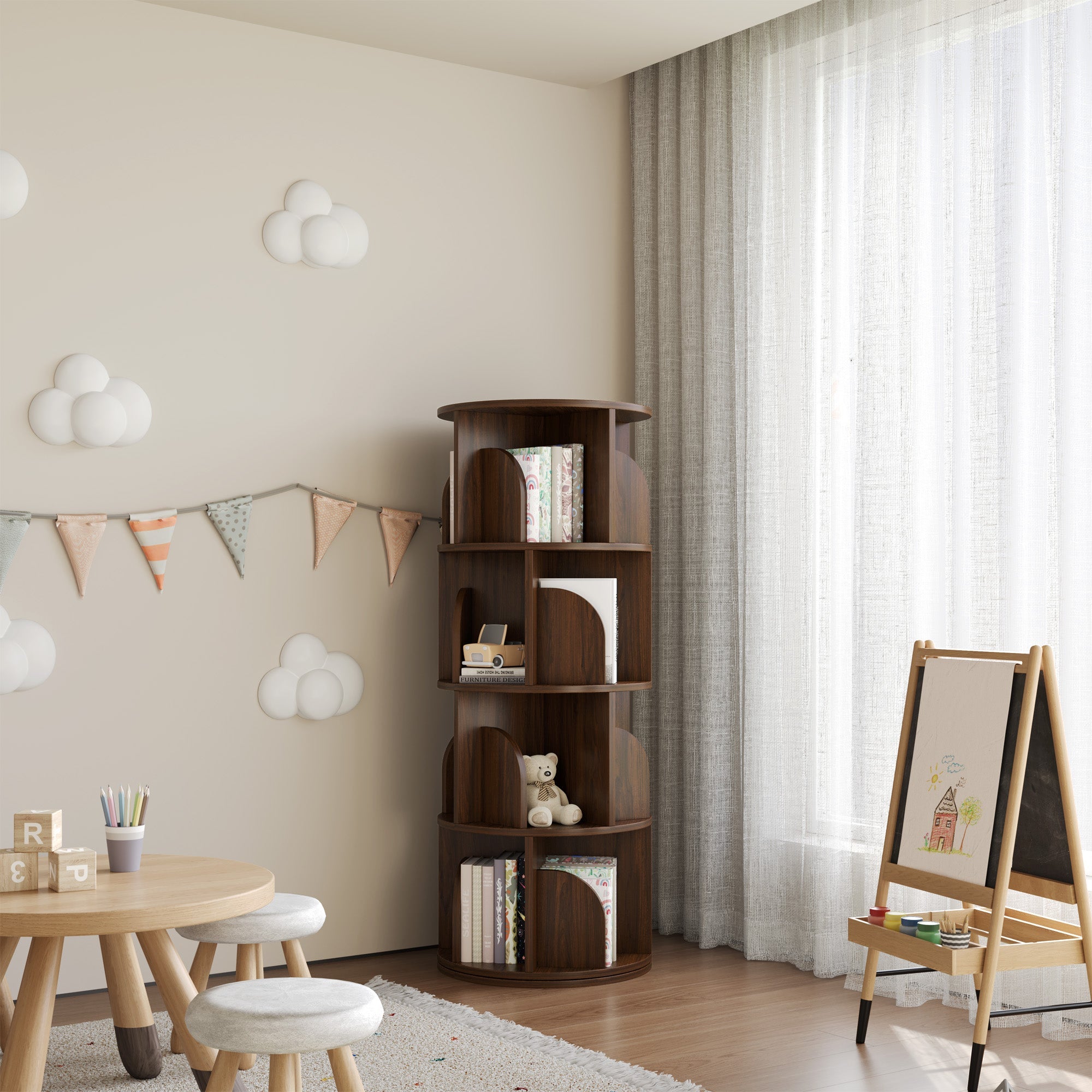 Yowos Rotating Bookshelf 360 Degree Storage Rack